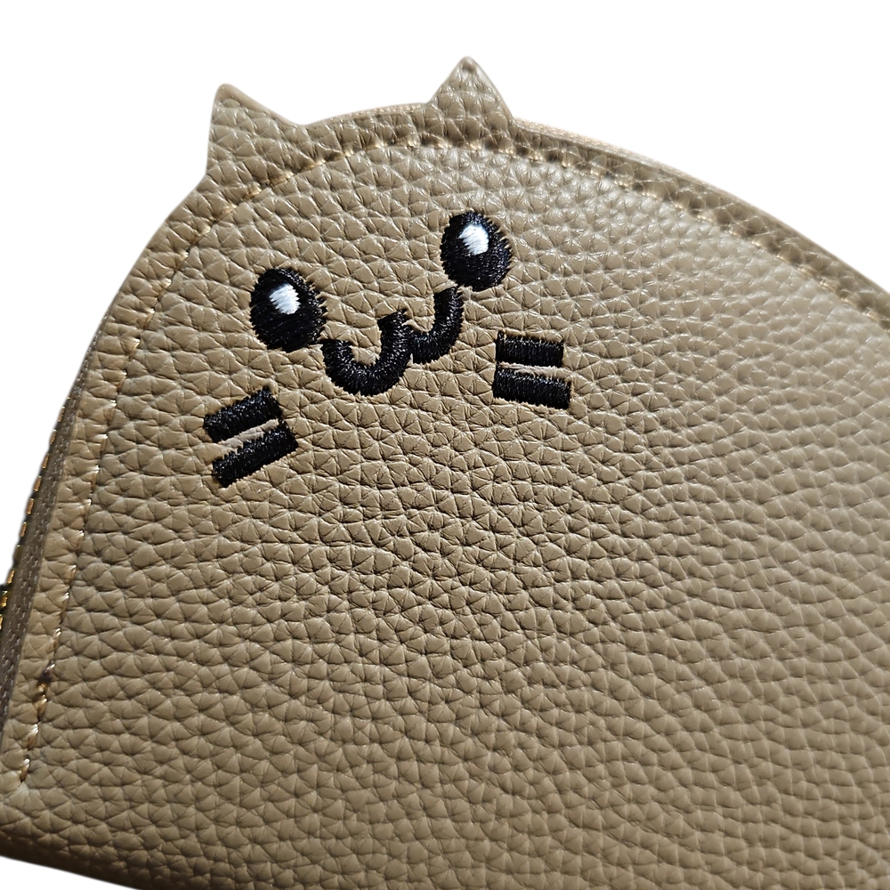Cute Cat-Shaped Tan Coin Purse